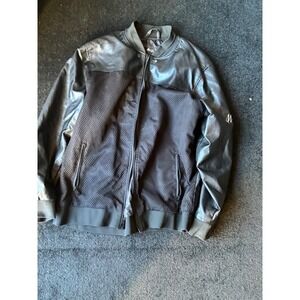 Marc Ecko Cut & Sew Faux Leather Mesh Bomber Jacket Black Mens 3XL